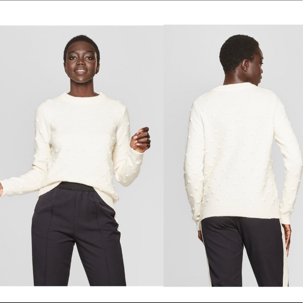Target Who What Wear | Ivory Popcorn Sweater Sz L